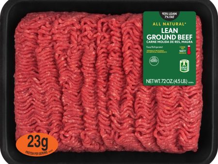 All Natural* 93% Lean 7% Fat Lean Ground Beef, 4.5 lb Tray Discount