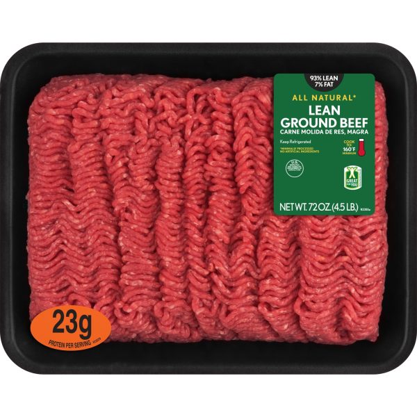 All Natural* 93% Lean 7% Fat Lean Ground Beef, 4.5 lb Tray Discount