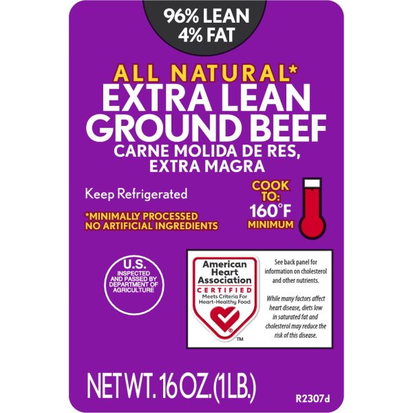 All Natural* 96% Lean 4% Fat Extra Lean Ground Beef, 1 lb Tray Fashion