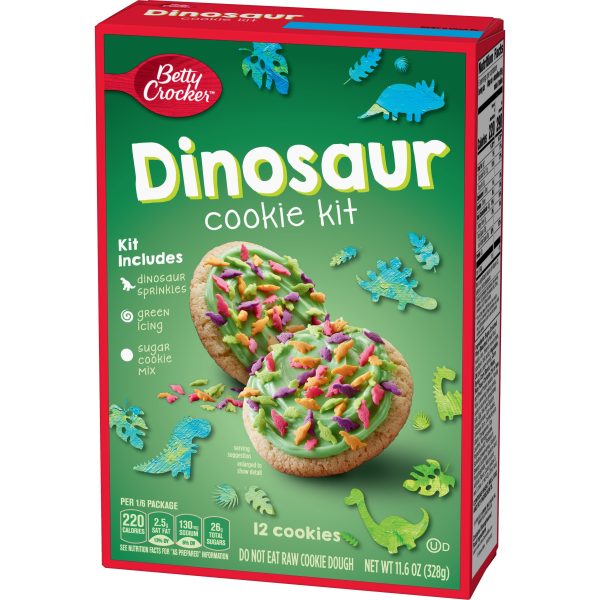 Betty Crocker Dinosaur Cookie Kit with Green Icing & Sprinkles, 11.6 oz Online now