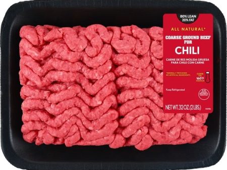 All Natural* 80% Lean 20% Fat Coarse Ground Beef for Chili Tray, 2 lb Tray Cheap