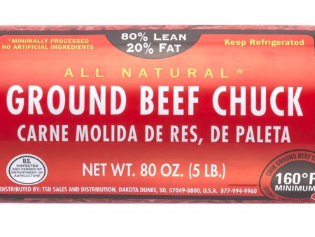 All Natural* 80% Lean 20% Fat Ground Beef Chuck, 5 lb Roll For Discount