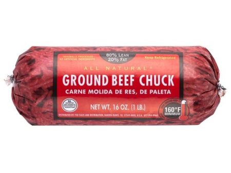 All Natural* 80% Lean 20% Fat Ground Beef Chuck, 1 lb Roll For Sale