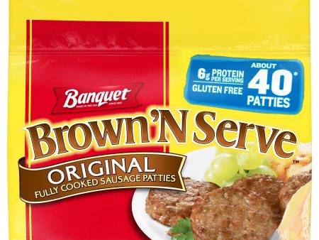 Banquet Brown ‘N Serve Fully Cooked Original Breakfast Sausage Patties, 32 oz, 40 Count (Frozen) Sale