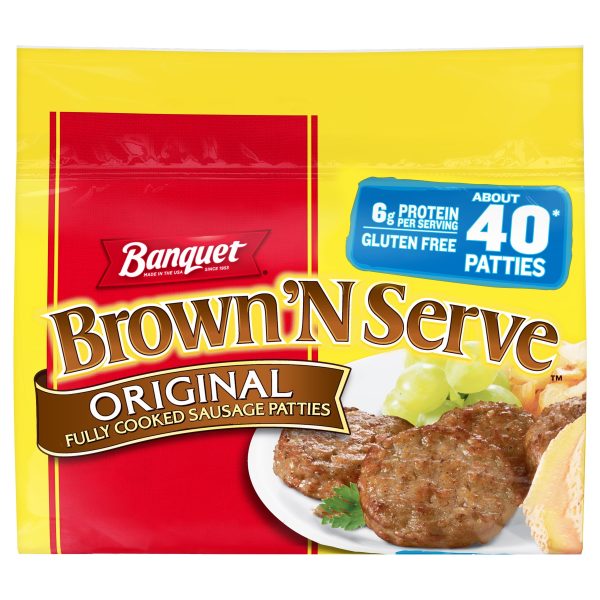 Banquet Brown ‘N Serve Fully Cooked Original Breakfast Sausage Patties, 32 oz, 40 Count (Frozen) Sale