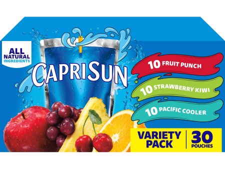 Capri Sun Variety Pack with Fruit Punch, Strawberry Kiwi & Pacific Cooler Juice Box Pouches, 30 ct Box, 6 fl oz Pouches Sale