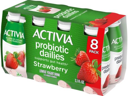 Activia Probiotic Dailies Strawberry Lowfat Probiotic Yogurt Drinks, 3.1 fl oz, 8 Count Online Hot Sale