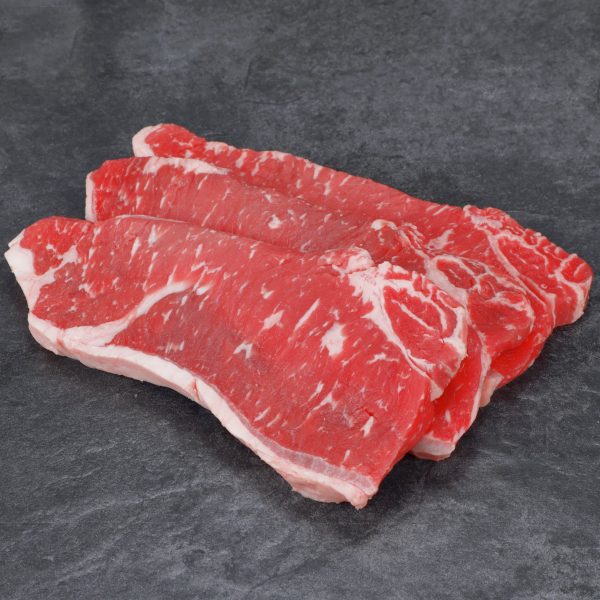 Beef Choice Angus New York Strip Steak Thin, 0.54 - 1.56 lb Tray For Sale