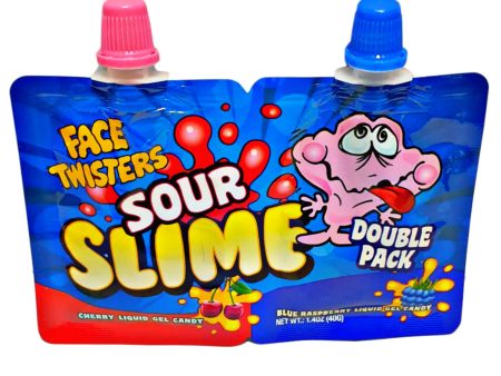 Face Twisters Sour Tongue Slime, Raspberry Cherry (24-Pack) For Discount