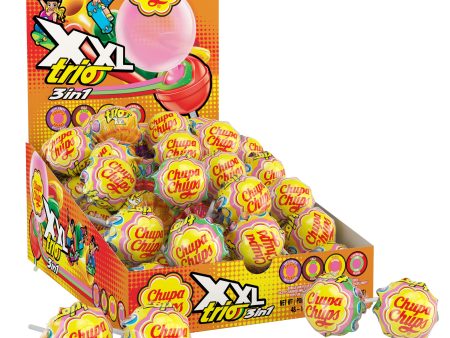 Chupa Chups XXL Trio Lollipops 48 Count Display Box Fashion