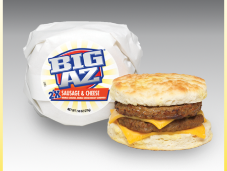 Big AZ 2X Sausage and Cheese Biscuit Sandwich - 8 Count Fashion