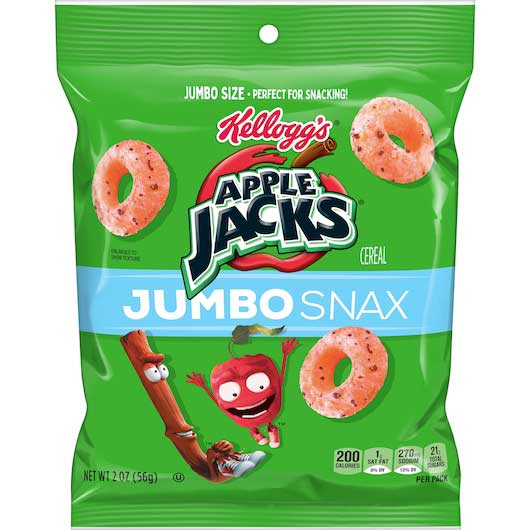 Kellogg s Jumbo Snax Apple Jacks – Crunchy Snacking Cereal, Sweet Apple-Cinnamon Flavor, 2 oz Pouch (Pack of 6) Hot on Sale