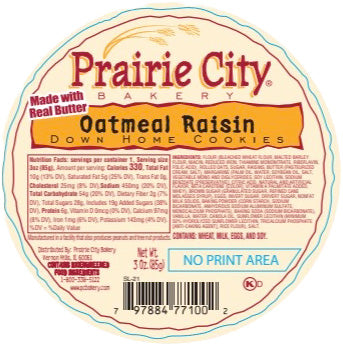 Prairie City Bakery Oatmeal Raisin Cookies 3oz (Pack of 72) For Sale