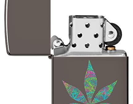 Zippo Unique Black Ice Cannabis Leaf Design Lighter - Cool & Sleek For Discount