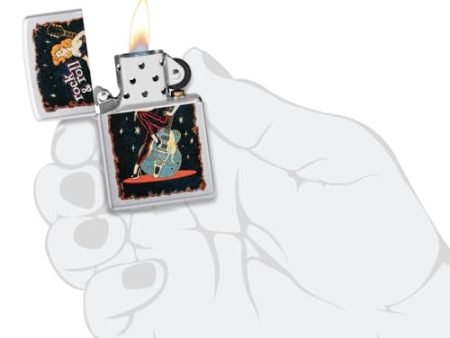 Zippo Cool Chick Design Satin Chrome Pocket Lighter Cheap