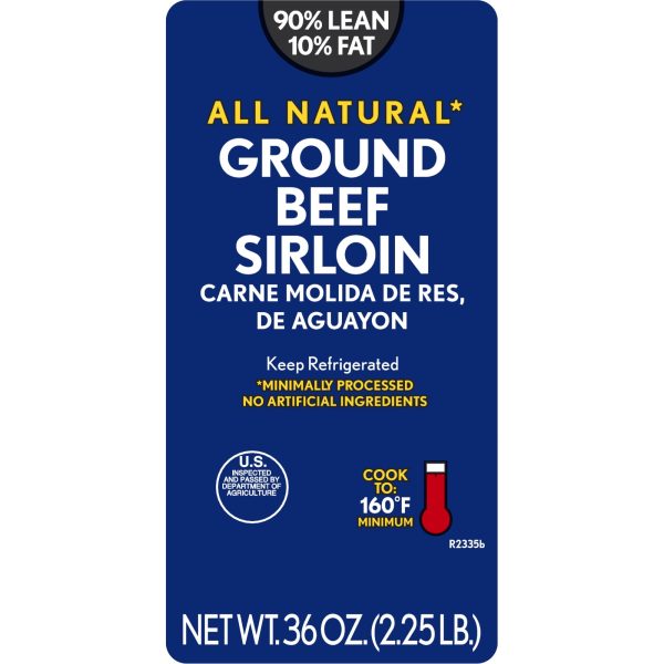 All Natural* 90% Lean 10% Fat Ground Beef Sirloin, 2.25 lb Tray Online Hot Sale