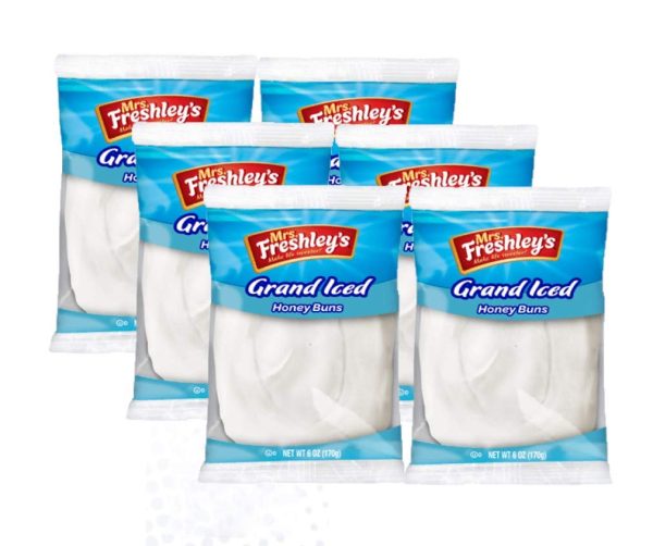 Mrs. Freshley s Grand White Iced Honey Buns, Individually Packaged, 6 oz For Sale