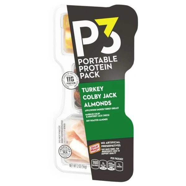 P3 Turkey Almonds Colby Jack Portable Protein Pack - 1   10   2 oz ea For Cheap