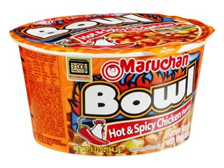 Maruchan Bowl Hot & Spicy Chicken Flavor Ramen Noodles 3.32 oz Single Count Pack Online Hot Sale