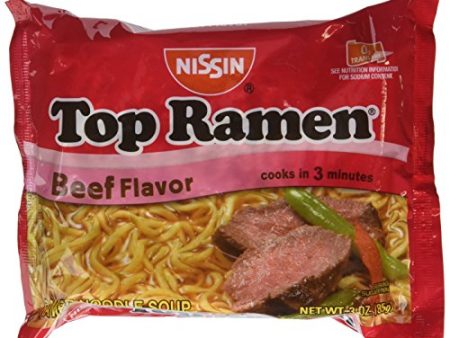 Nissin Top Ramen Beef Flavor Ramen Noodle Soup 3 oz Single Online Sale