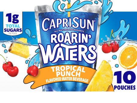 Capri Sun Roarin  Waters Tropical Tide Flavored Water Kids Drink Pouches, 10 Ct Box, 6 fl oz Pouches For Discount