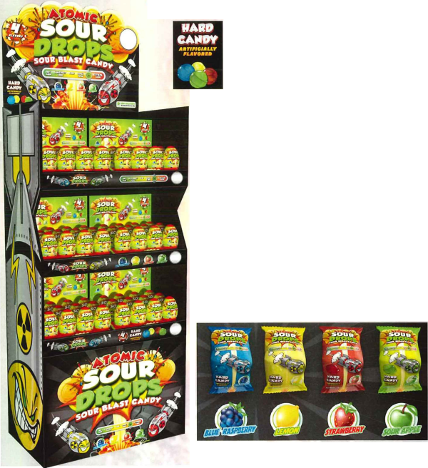 Atomic Sour Drops Candy Floor Display (72-Piece Display) For Discount