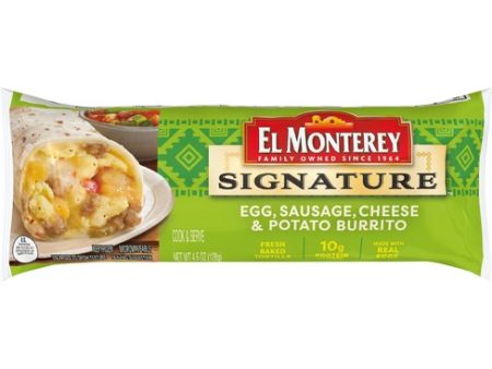 El Monterey Sausage, Egg, Cheese, and Potato Burritos - 12 Burritos Fashion