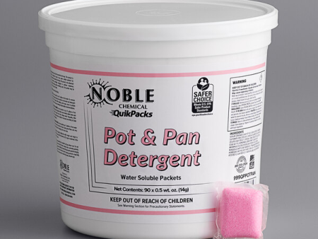 Noble Chemical QuikPacks Pot & Pan Detergent Packs 90 Count Tub - 1   2   90 ct ctn For Sale