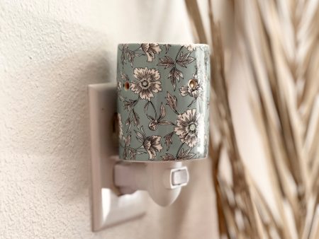 Pale Blue Floral Pluggable Wax Warmer Hot on Sale