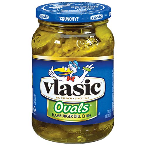 Vlasic Ovals Hamburger Dill Pickle Chips, Keto Friendly, 16 fl oz Jar For Cheap