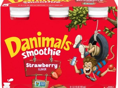 Danimals Smoothie Strawberry Explosion Dairy Drink, 3.1 OZ, 6 Ct Hot on Sale