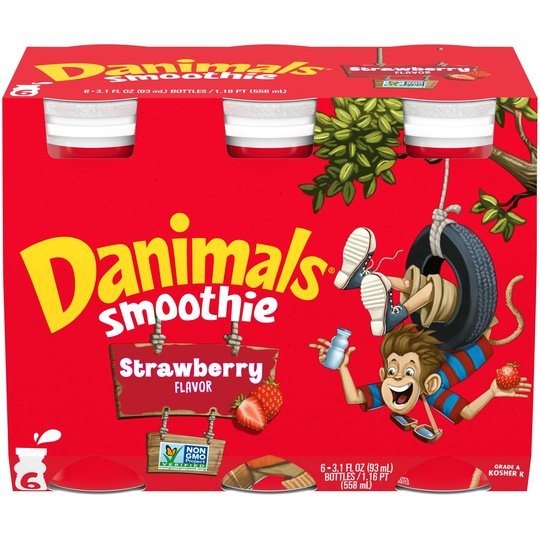 Danimals Smoothie Strawberry Explosion Dairy Drink, 3.1 OZ, 6 Ct Hot on Sale