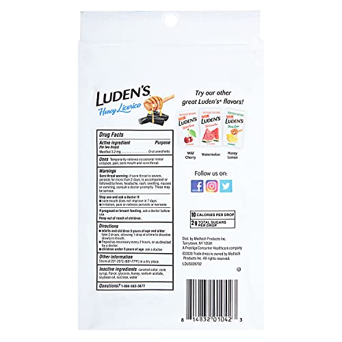 Luden s Honey Licorice Cough Throat Drops | Menthol Lozenge Oral Anesthetic | 30-Count per Pack | 12-Pack For Discount