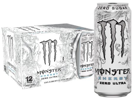 (12 Cans) Monster Zero Ultra, Sugar Free Energy Drink, 16 fl oz For Cheap