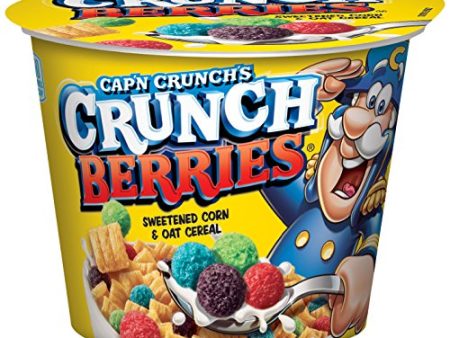 Quaker Cap n Crunch Crunch Berries Breakfast Cereal, 1.3 Ounce Cup For Sale