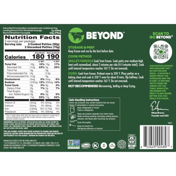 Beyond Meat Beyond Breakfast Sausage Plant-Based Breakfast Patties, Original 7.4 oz (Frozen) Cheap