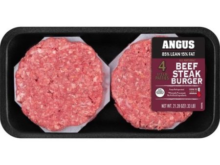 All Natural* 85% Lean 15% Fat Angus Ground Beef Steak Burgers, 4 Count, 1.33 lb Tray For Discount