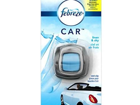 Febreze Car Vent Clip Air Freshener, Linen & Sky 1 Count Discount