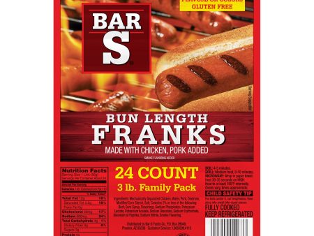 Bar-S Bun Length Franks, 3 lb Family Pack, 24 Count Sale