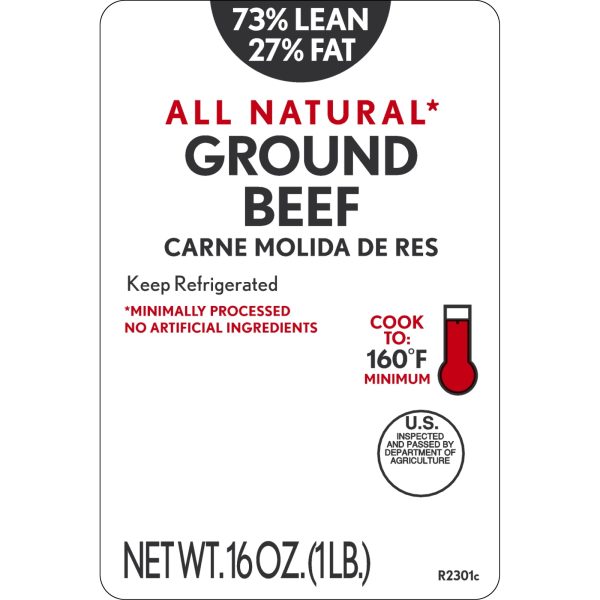 All Natural* 73% Lean 27% Fat Ground Beef, 1 lb Tray Online