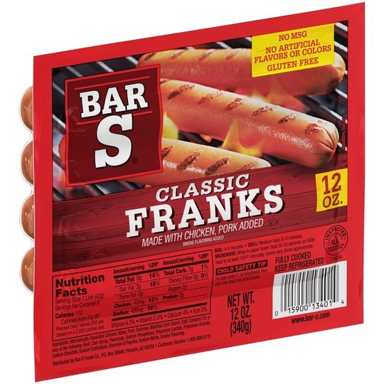 Bar S Classic Franks, 12 oz, 8 Count Hot on Sale