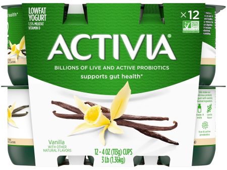 Activia Vanilla Probiotic Yogurt, Lowfat Yogurt Cups, 4 oz, 12 Count Discount