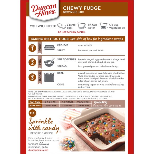 (3 pack) Duncan Hines Chewy Fudge Chocolate Brownie Mix, Family Size, 18.3 Oz Box Online Hot Sale