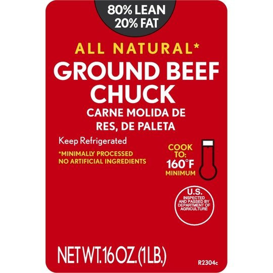 All Natural* 80% Lean 20% Fat Ground Beef Chuck, 1 lb Tray Online Hot Sale