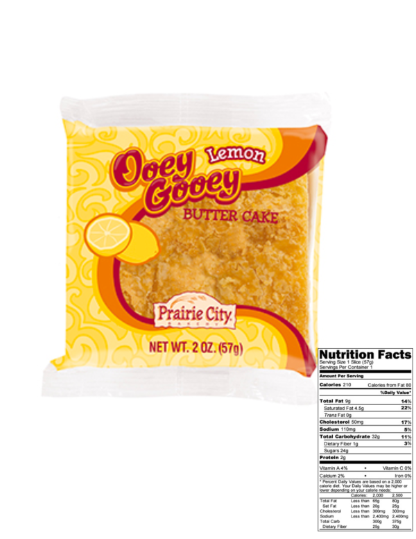 Prairie City Bakery Ooey Gooey Butter Cake Individually Wrapped 2 Ounce Snack Cakes Pack of 10 (Lemon) Online now