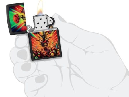 Zippo Abstract Zombie Black Matte Pocket Lighter Supply