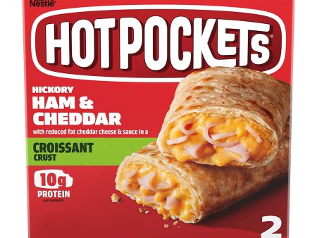 Hot Pockets Hickory Ham Cheddar Croissant Crust Frozen Snacks, 2-Count, 9-Ounce Box Supply