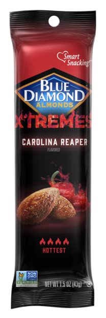 Blue Diamond Almonds, XTREMES Carolina Reaper Spicy Snack Nuts, 1.5oz Tube, Pack of 12 Online now