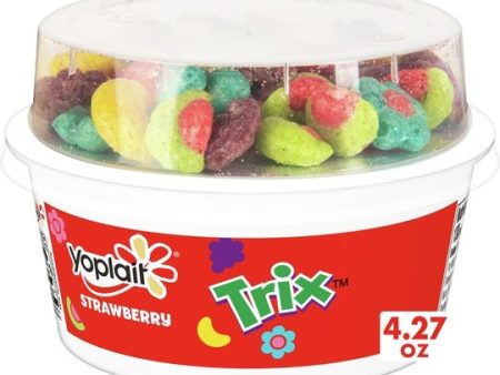 Yoplait Strawberry Low Fat Kids Yogurt & Trix Cereal Snack 4.27 OZ Cup Online now