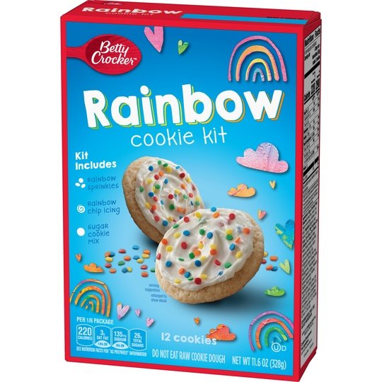 Betty Crocker Ready to Bake Rainbow Cookie Kit, 11.6 oz, 12 ct Supply